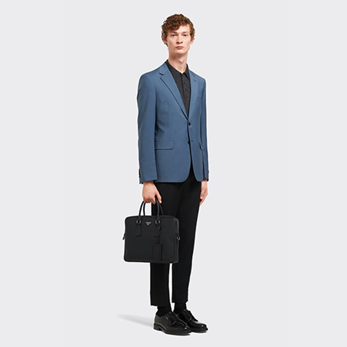 prada saffiano leather zipper briefcase #2VE368